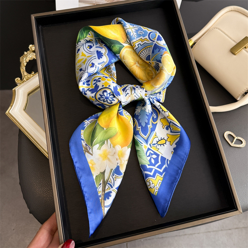 Scarf Silk Square - 2026 New Fruit Print Silk Square