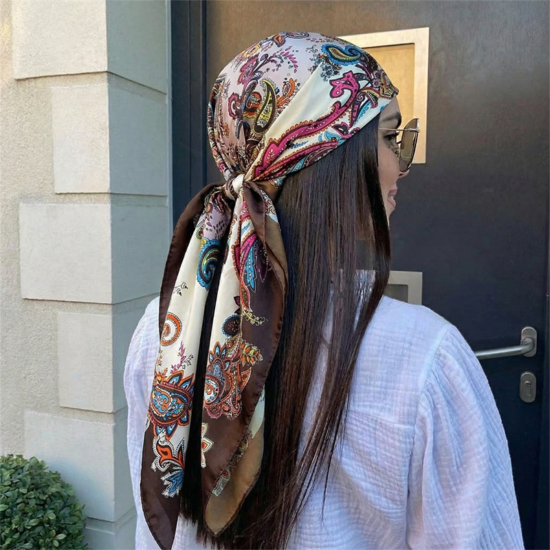Scarf Silk Square - Luxury 90cm Brand Silk Satin Square