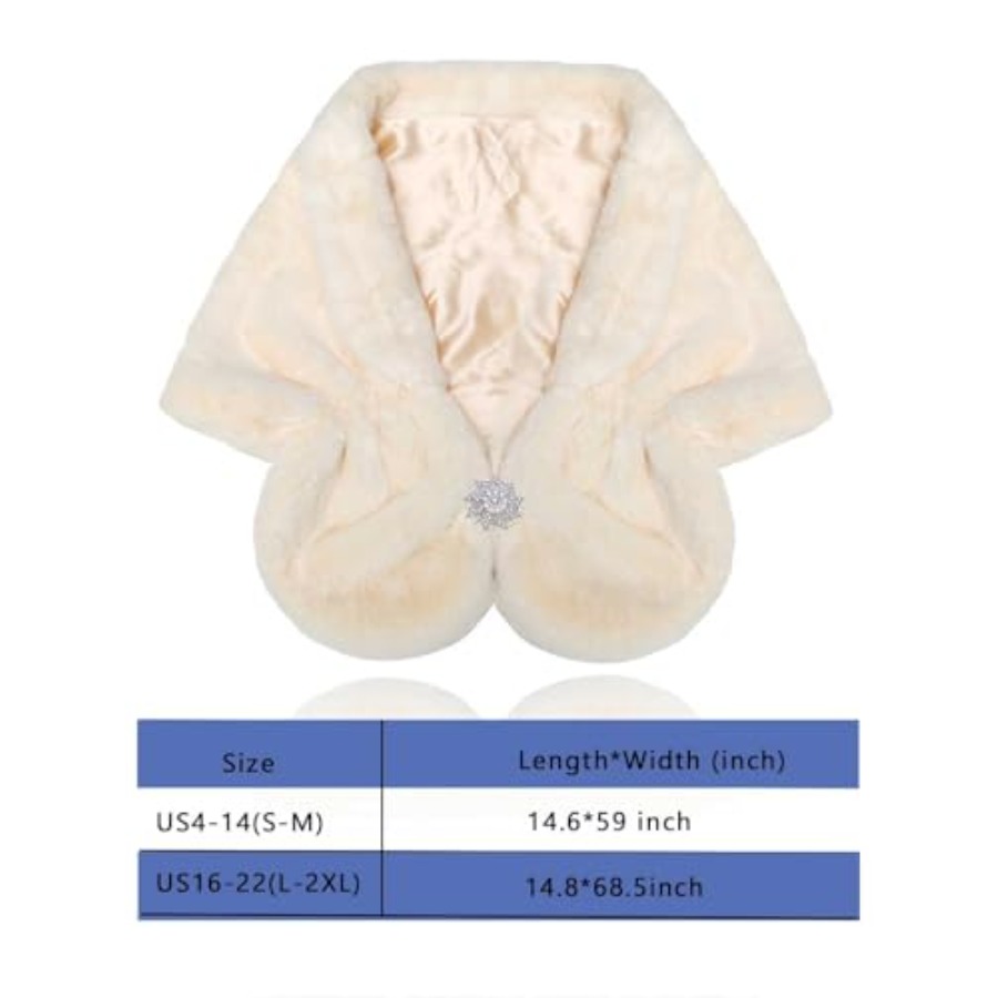 Aukmla Women's Wedding Fur Wra - Stole Wedding Shawl recensie en prijs