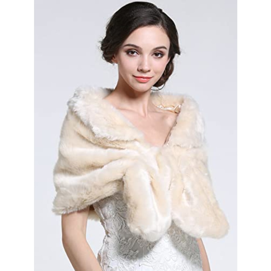 Aukmla Women's Wedding Fur Wra - Stole Wedding Shawl recensie en prijs