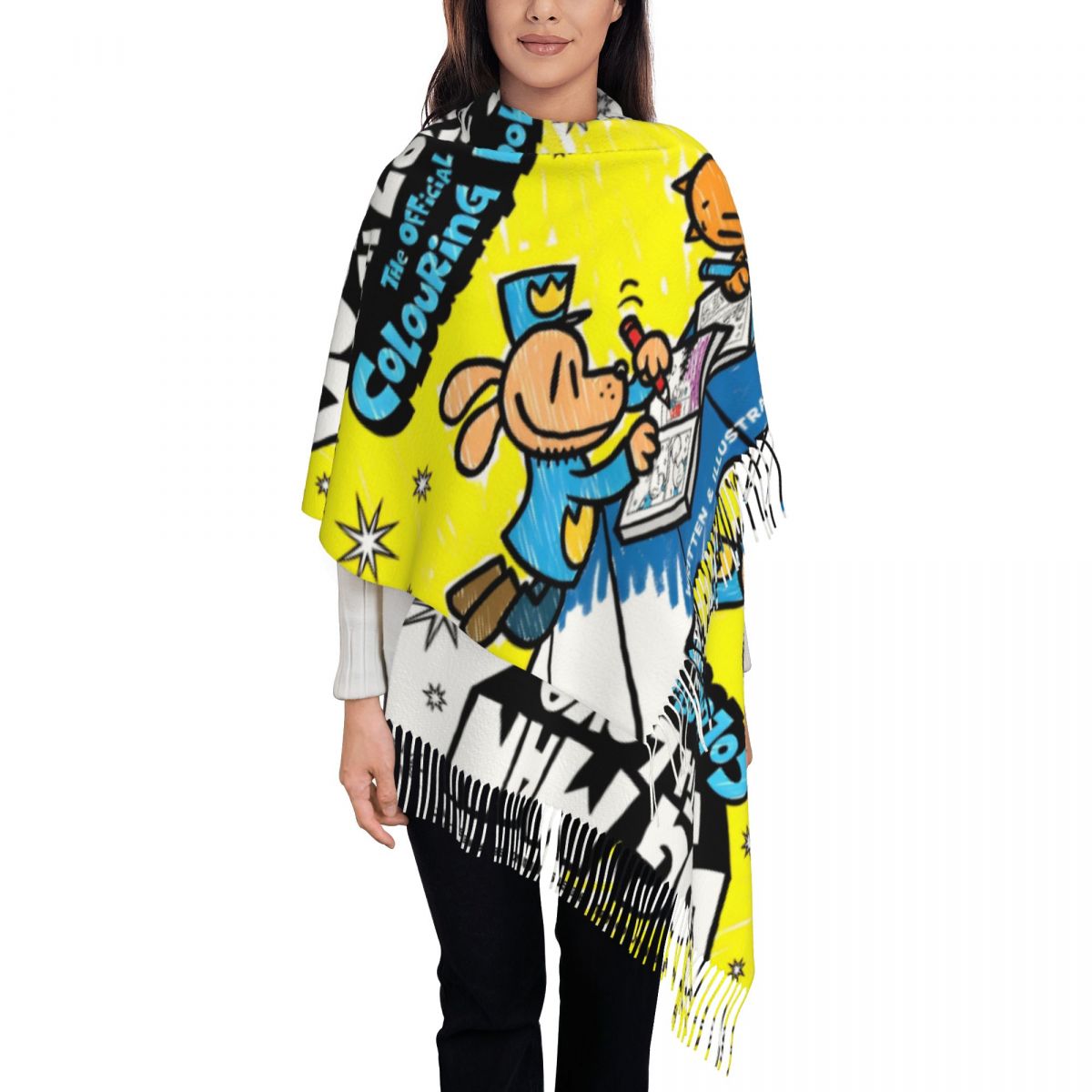 Womens Tassel Scarf Dog Man Do - Pashmina Wrap Large recensie en prijs