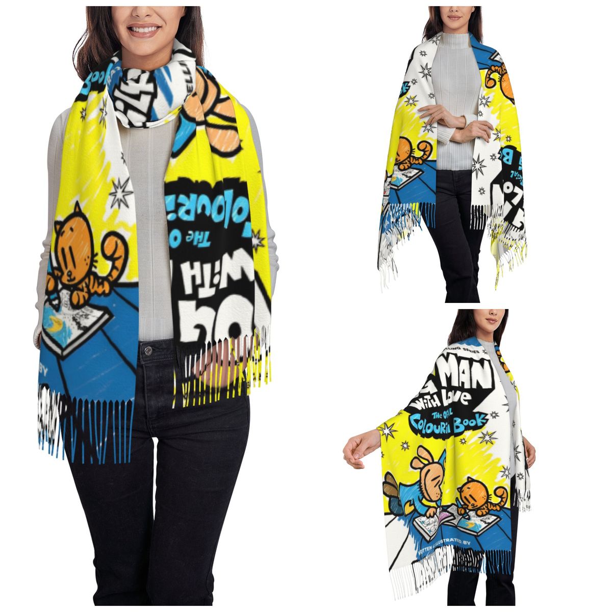 Womens Tassel Scarf Dog Man Do - Pashmina Wrap Large recensie en prijs
