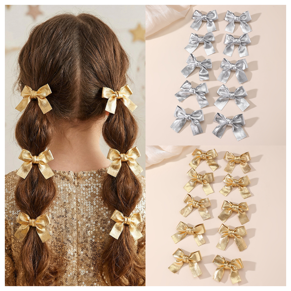 Gold and Silver Bow Hair Clips - Tie Clip Silver recensie en prijs