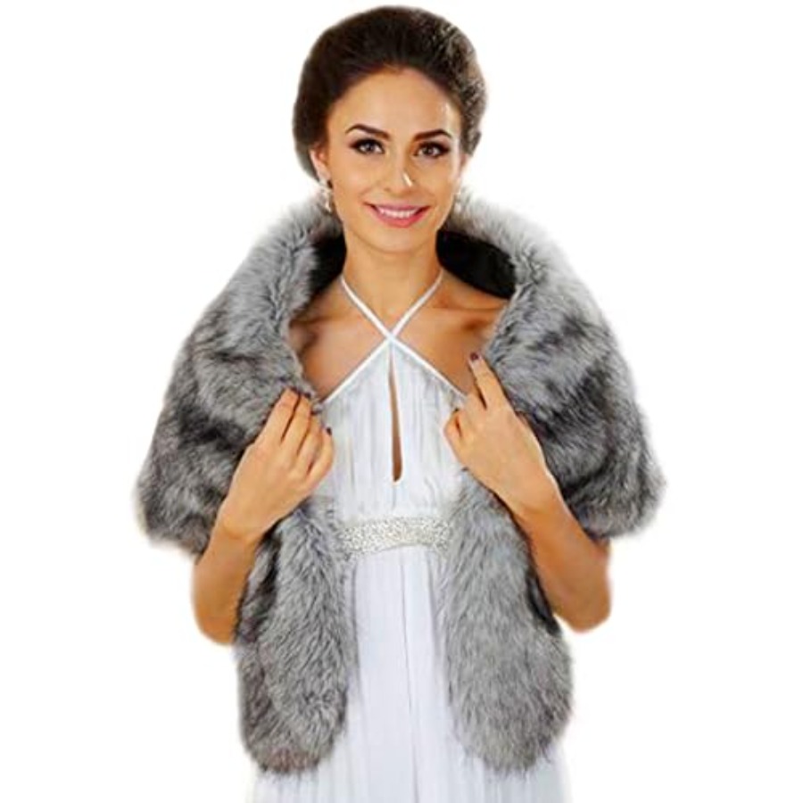 Aukmla Women's Wedding Fur Wra - Stole Wedding Shawl recensie en prijs