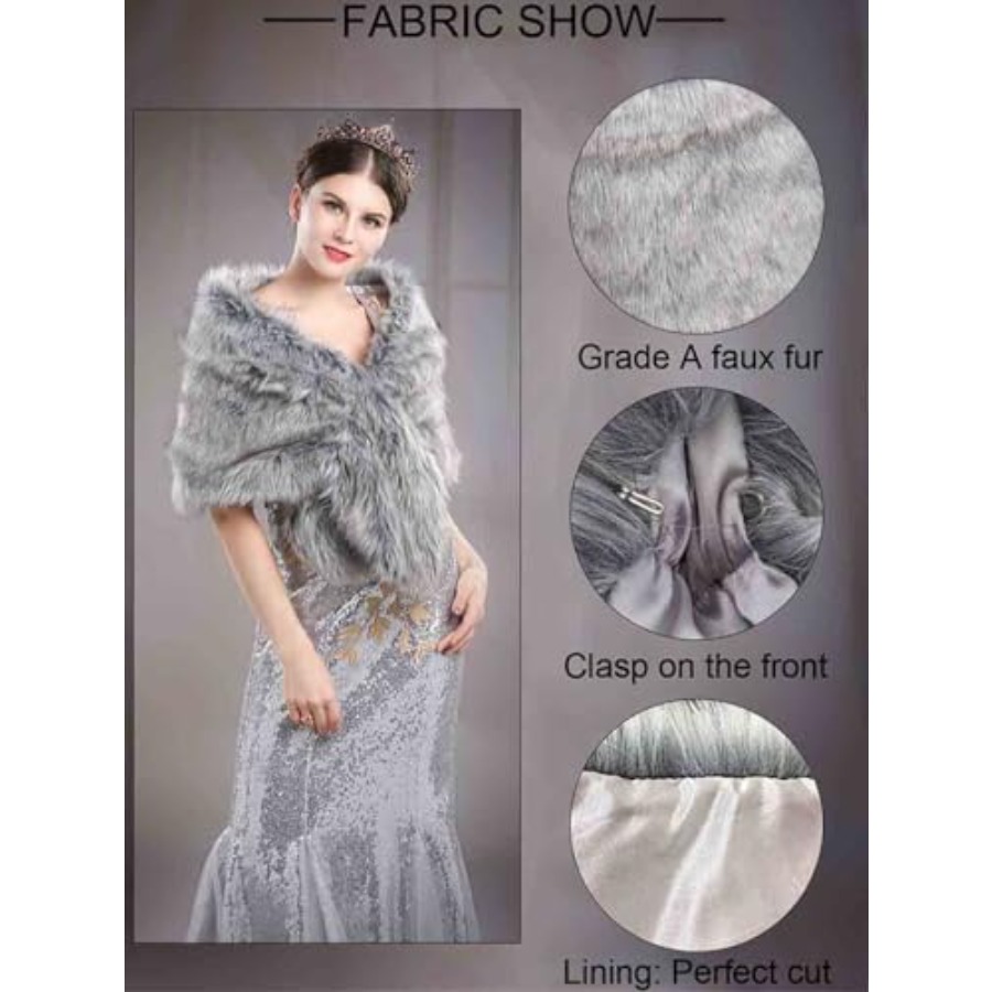 Aukmla Women's Wedding Fur Wra - Stole Wedding Shawl recensie en prijs