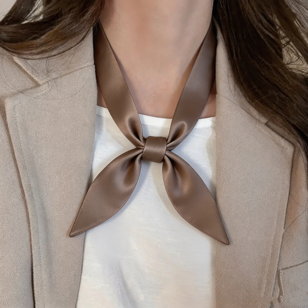 Solid Color Satin Skinny Scarf - Bow Tie Pre Tied recensie en prijs