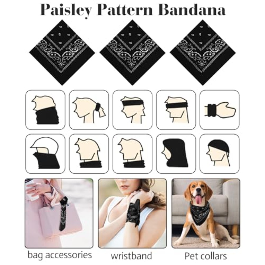 3/6/ Pack Bandanas for Women M - Handkerchief Cotton Men recensie en prijs