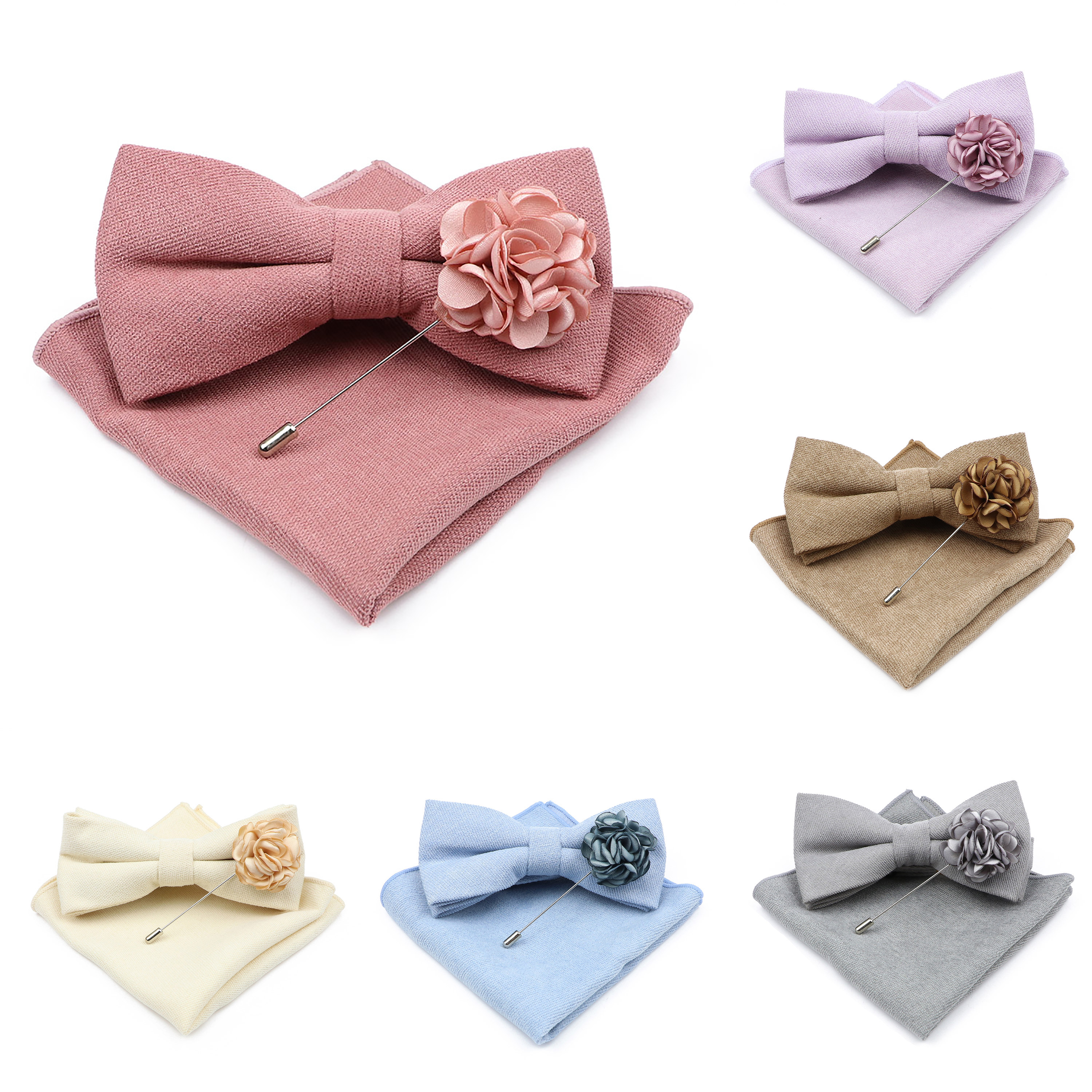 Mens Solid Color Cotton Bowtie - Handkerchief Cotton Men recensie en prijs