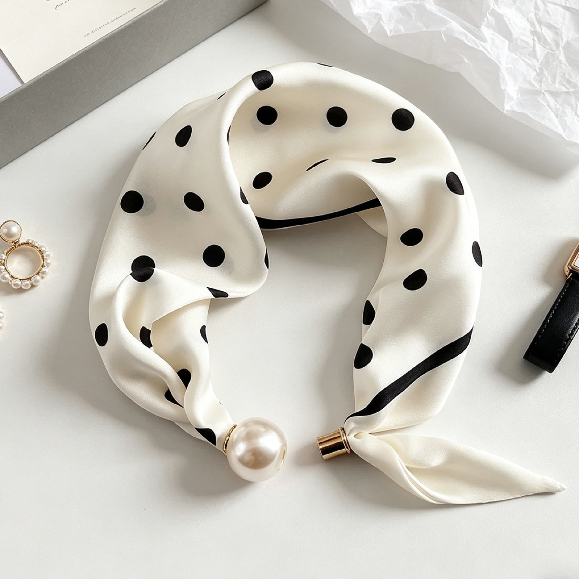 Elegant Chic Pearl Stripe Scar - Ascot Neck Scarf recensie en prijs