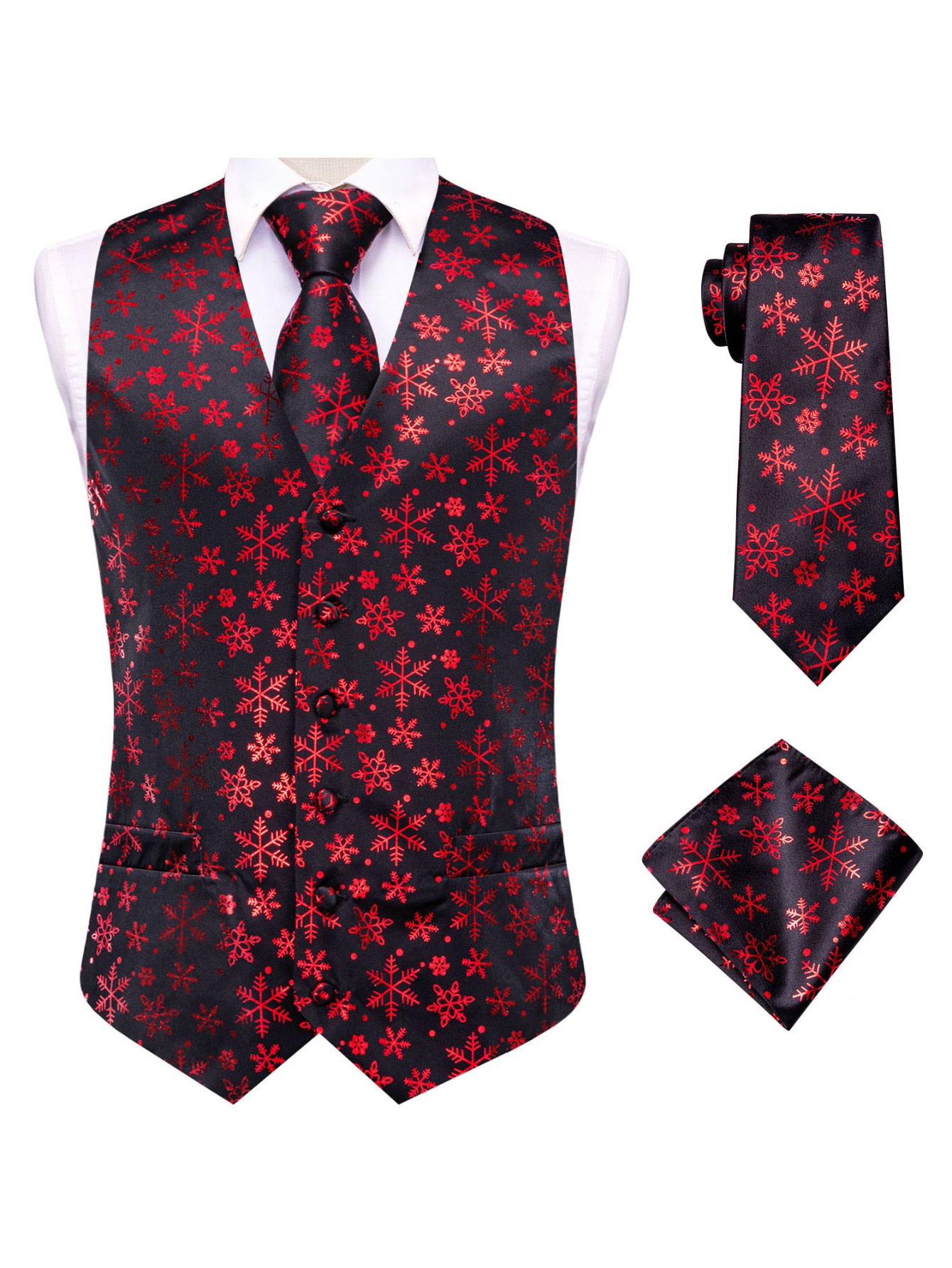 Red Men Vest Three-Piece Suit  - Pocket Square Set recensie en prijs