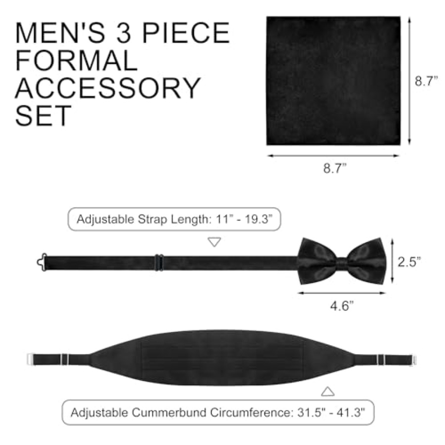 Black Men's Adjustable Cummerb - Bow Tie Pre Tied recensie en prijs