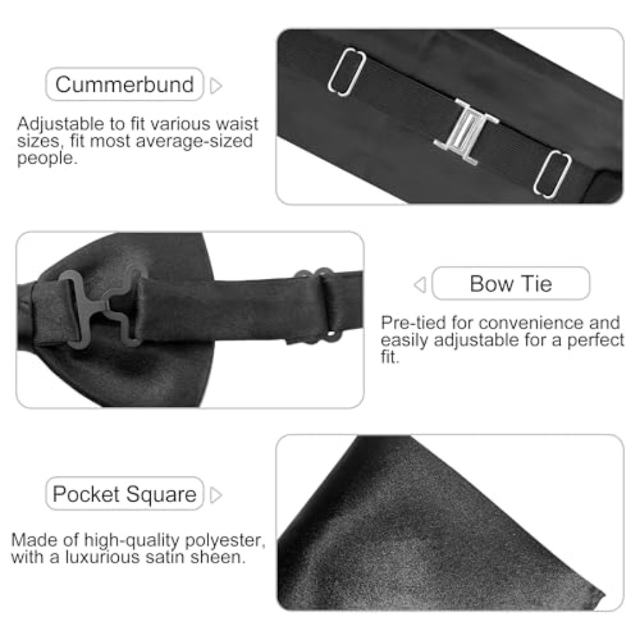 Black Men's Adjustable Cummerb - Bow Tie Pre Tied recensie en prijs