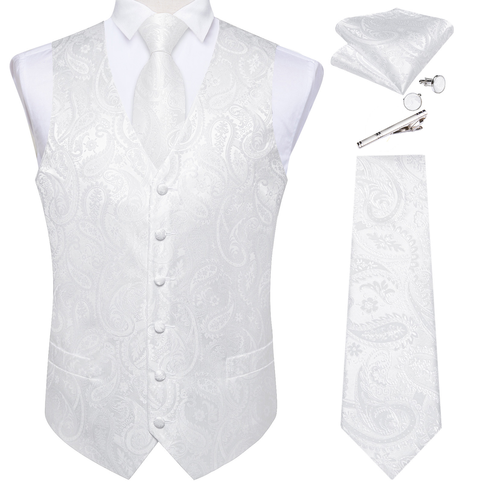 Pure White Wedding Vest for Ma - Pocket Square Set recensie en prijs