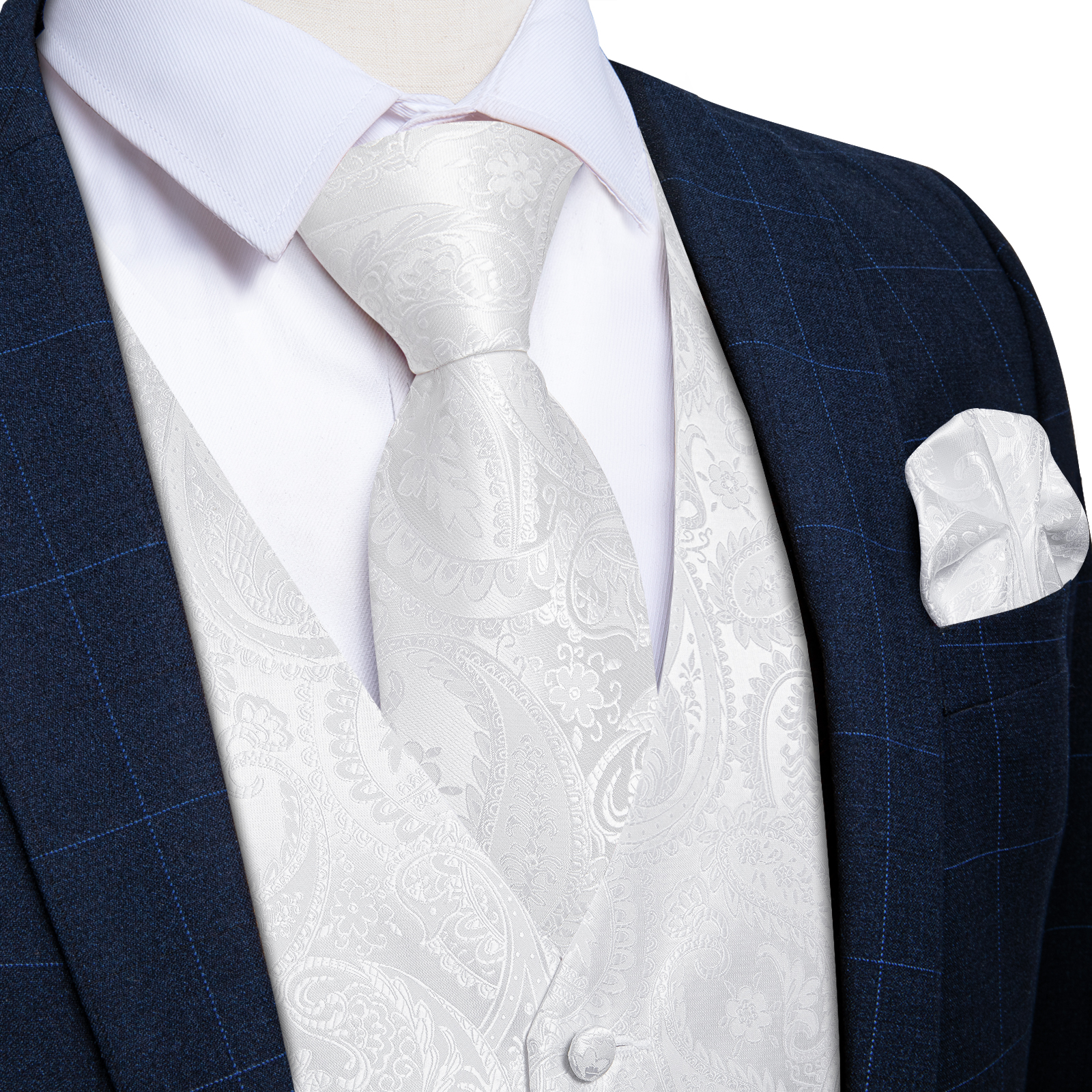 Pure White Wedding Vest for Ma - Pocket Square Set recensie en prijs