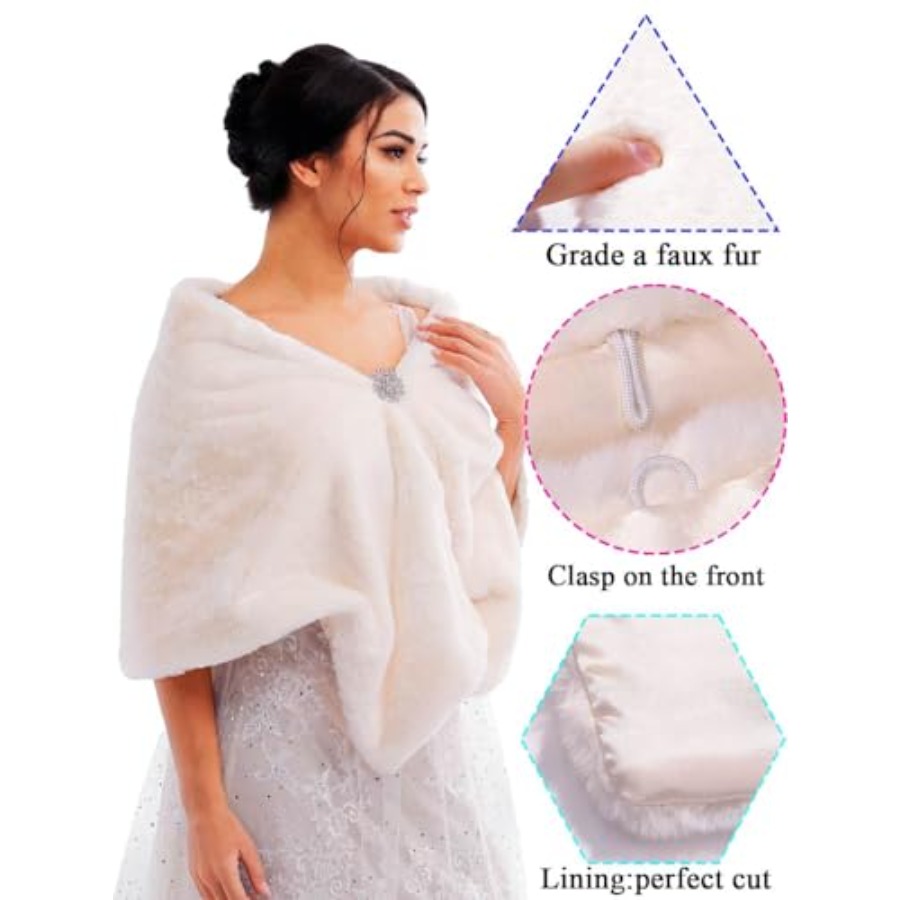 Bride Wedding Faux Fur Shawls  - Stole Wedding Shawl recensie en prijs