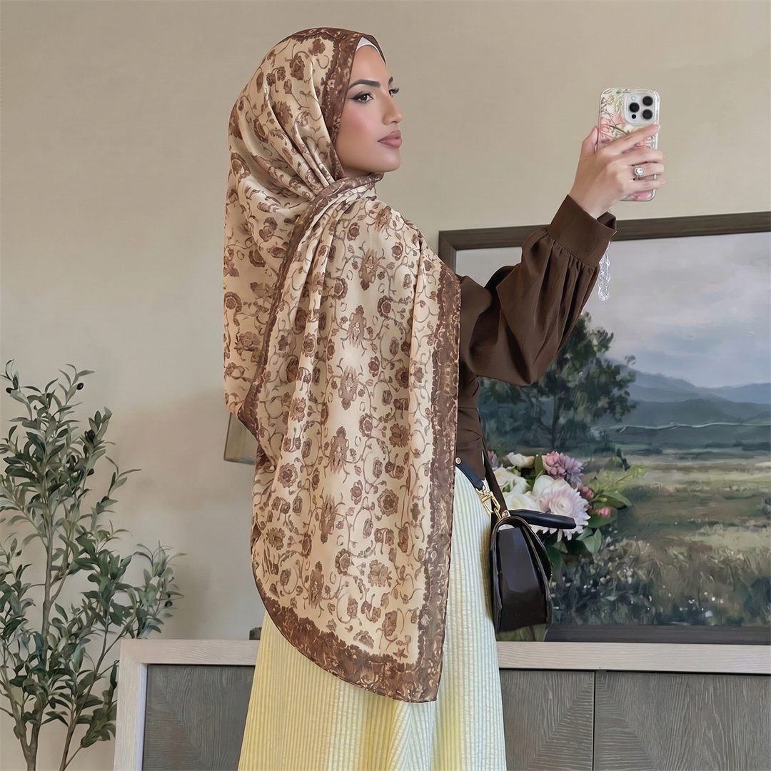 Vintage Floral Print Hijab Sof - Head Wrap Turban recensie en prijs