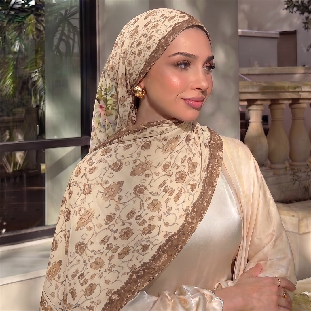 Vintage Floral Print Hijab Sof - Head Wrap Turban recensie en prijs