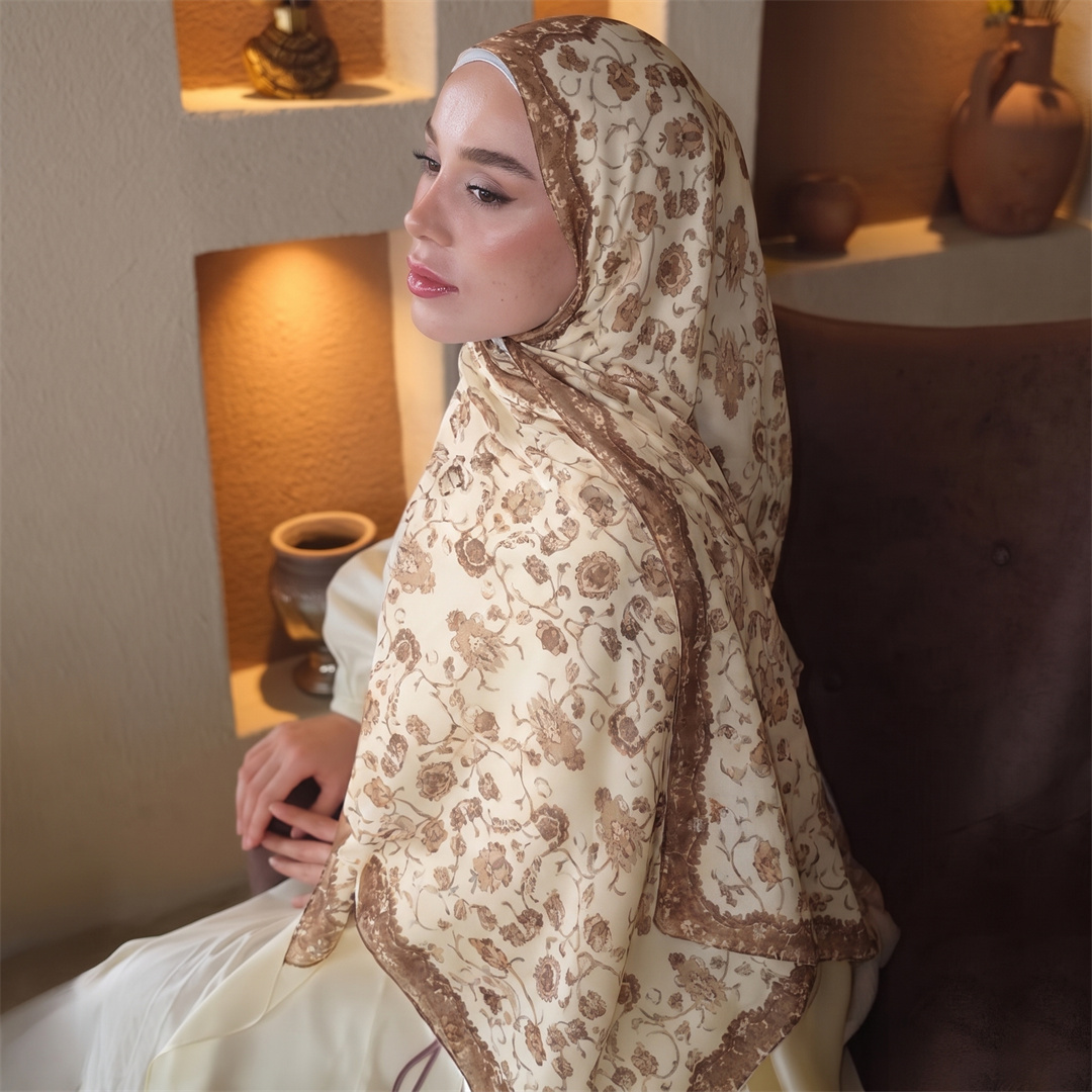 Vintage Floral Print Hijab Sof - Head Wrap Turban recensie en prijs